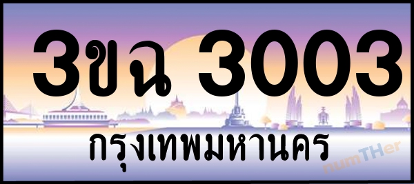 3ขฉ 3003 เลขทะเบียนรถ ป้ายประมูล ผลรวมเลขศาสตร์ 16