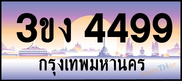 3ขง 4499 เลขทะเบียนรถ ป้ายประมูล ผลรวมเลขศาสตร์ 33