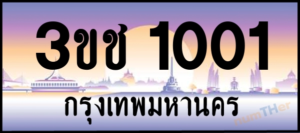 3ขช 1001 เลขทะเบียนรถ ป้ายประมูล ผลรวมเลขศาสตร์ 9