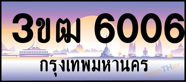 3ขฒ 6006 เลขทะเบียนรถ ป้ายประมูล ผลรวมเลขศาสตร์ 20