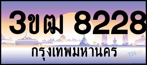 3ขฒ 8228 เลขทะเบียนรถ ป้ายประมูล ผลรวมเลขศาสตร์ 28
