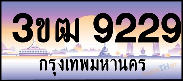 3ขฒ 9229 เลขทะเบียนรถ ป้ายประมูล ผลรวมเลขศาสตร์ 30
