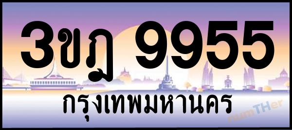 3ขฎ 9955 เลขทะเบียนรถ ป้ายประมูล ผลรวมเลขศาสตร์ 38