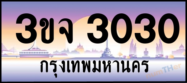3ขจ 3030 เลขทะเบียนรถ ป้ายประมูล ผลรวมเลขศาสตร์ 17