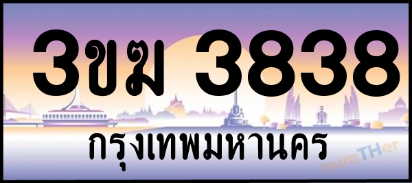 3ขฆ 3838 เลขทะเบียนรถ ป้ายประมูล ผลรวมเลขศาสตร์ 30